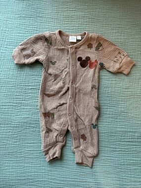 Disney Light Brown Waffle-Knit Mickey One-Piece